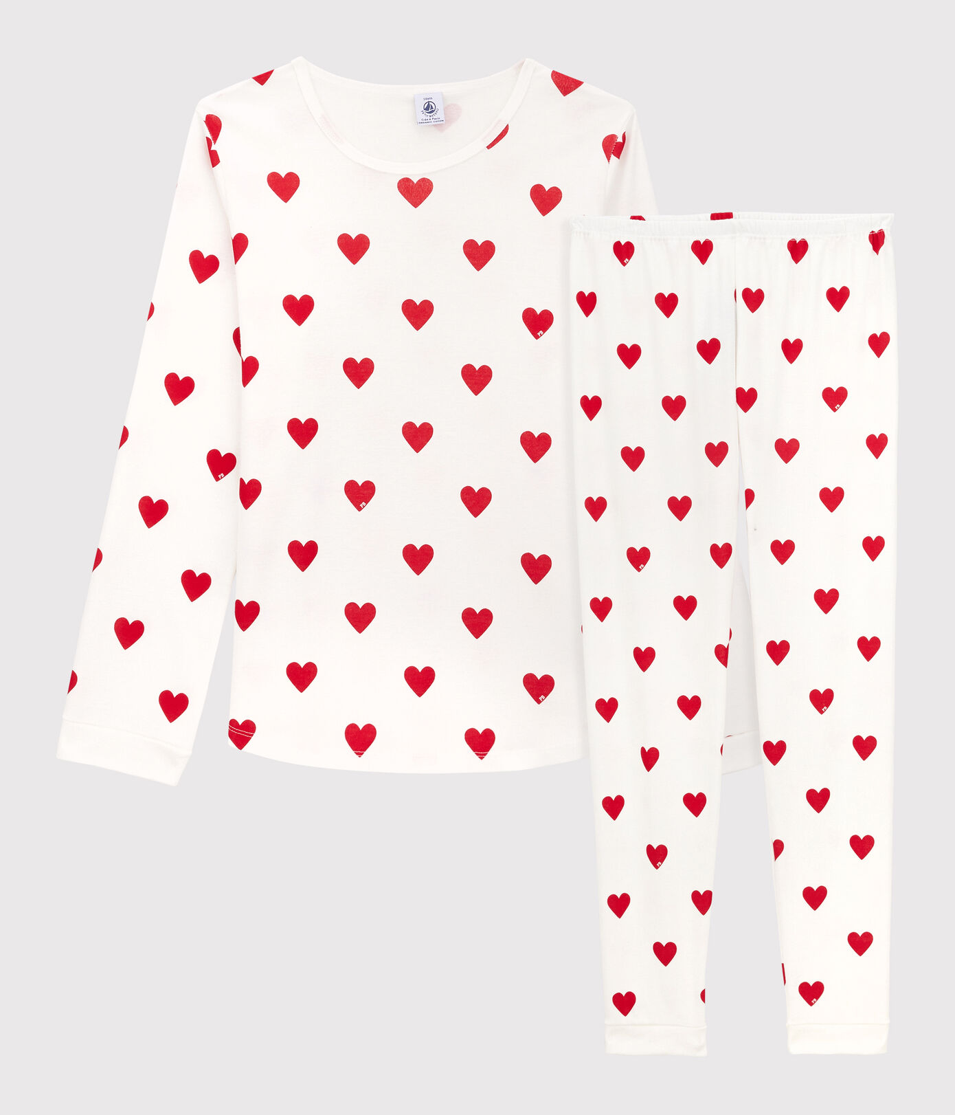 Pyjama fille imprimé cœurs en côte
