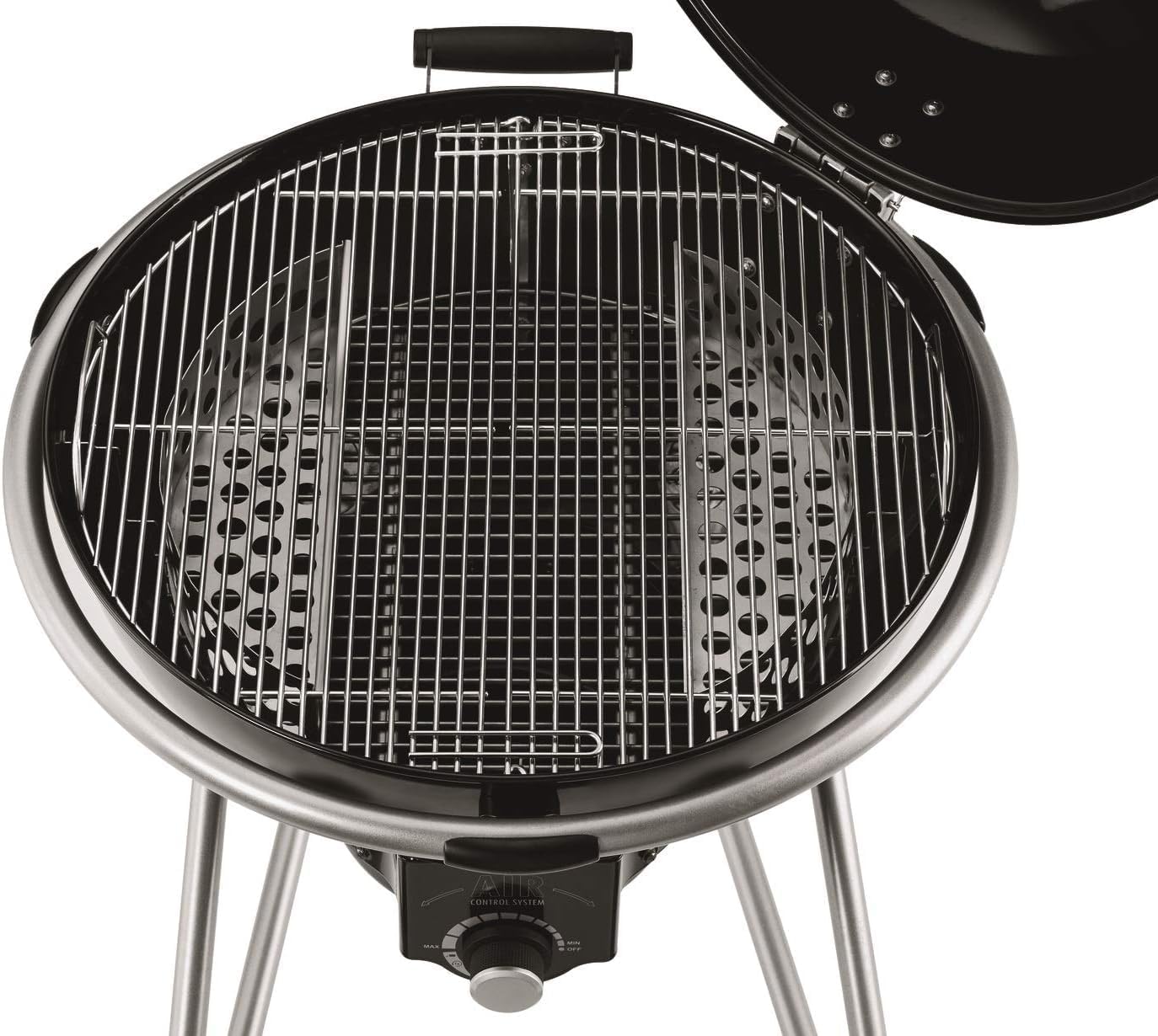 RÖSLE Holzkohle-Kugelgrill No.1 AIR F60, Hochwertiger Kohlegrill mit Air Control System, Deckelscharnier, Deckelthermometer, klappbarer Edelstahl-Grillrost, extra große Grillfläche und Grillraum