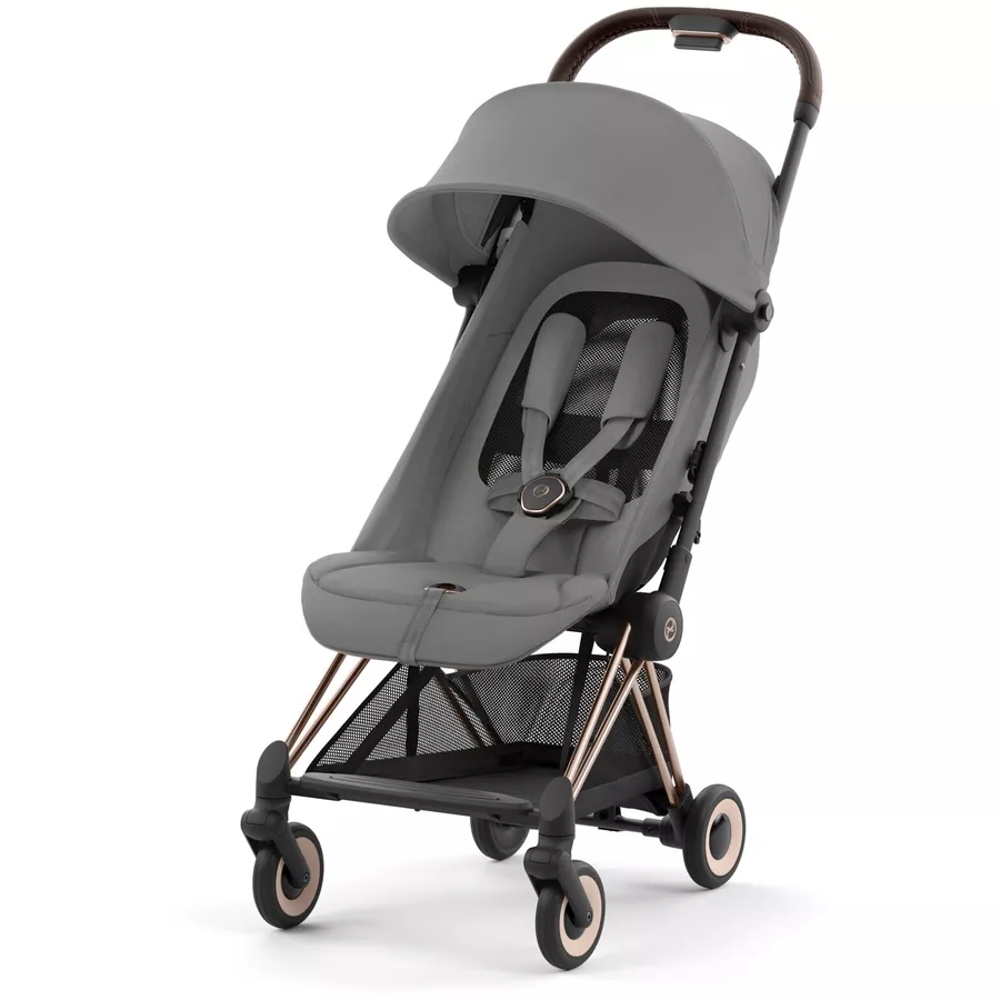 cybex PLATINUM Buggy Coya Rosegold Mirage Grey inklusive Babyschale Cloud T I-Size Sepia Black und Adapter
