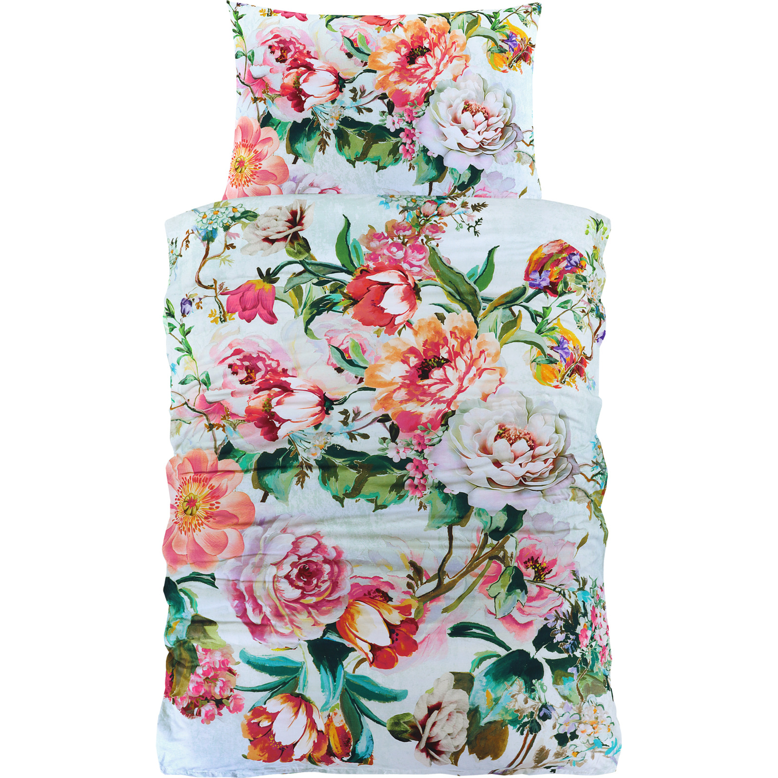 Bettwäsche Renforcé Blumen grün