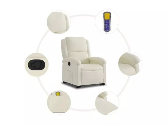 Fauteuil de massage inclinable Crème Velours