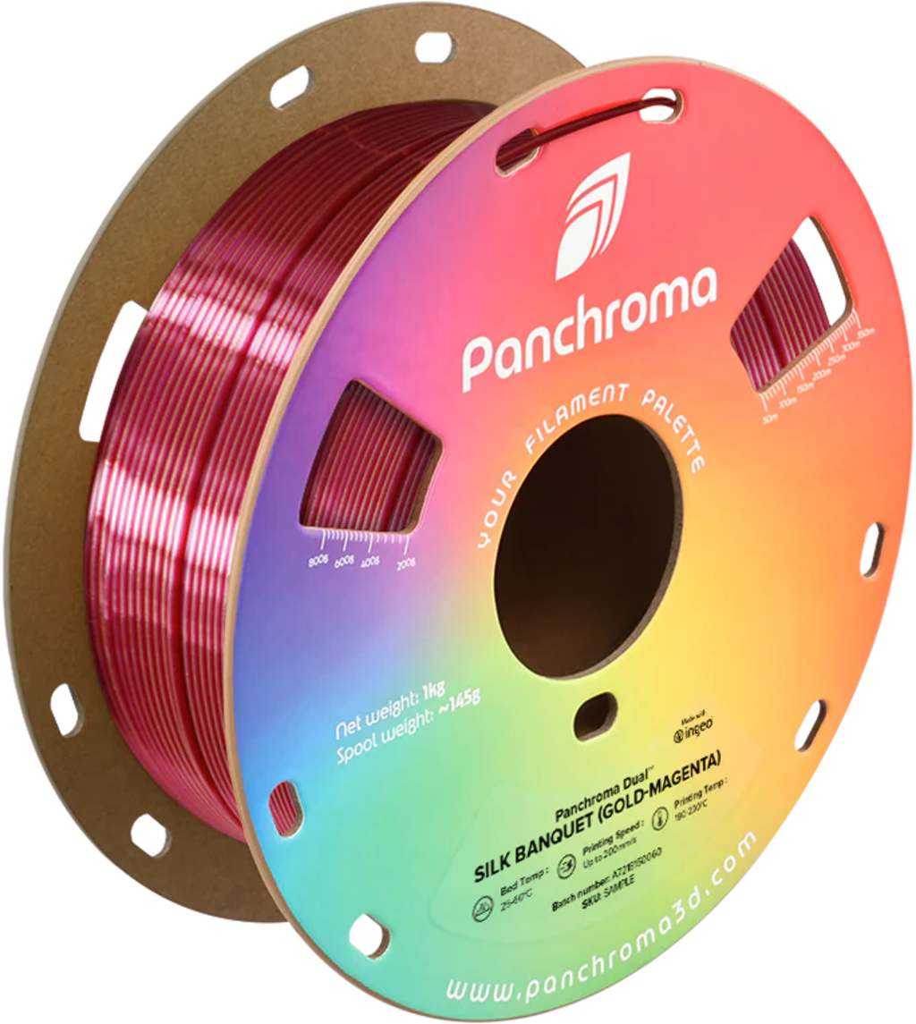Polymaker  Panchroma™ PLA Dual Silk Banquet (Gold-Magenta), 1,75 mm / 1000 g    Zweifarbige Magie mit Seidenglanz in Banquet