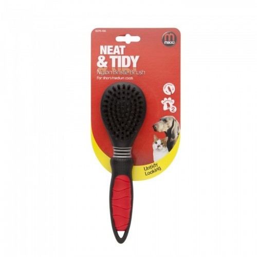 Escova de higiene fácil de usar com cerdas de nylon para cães, vermelha/preta.