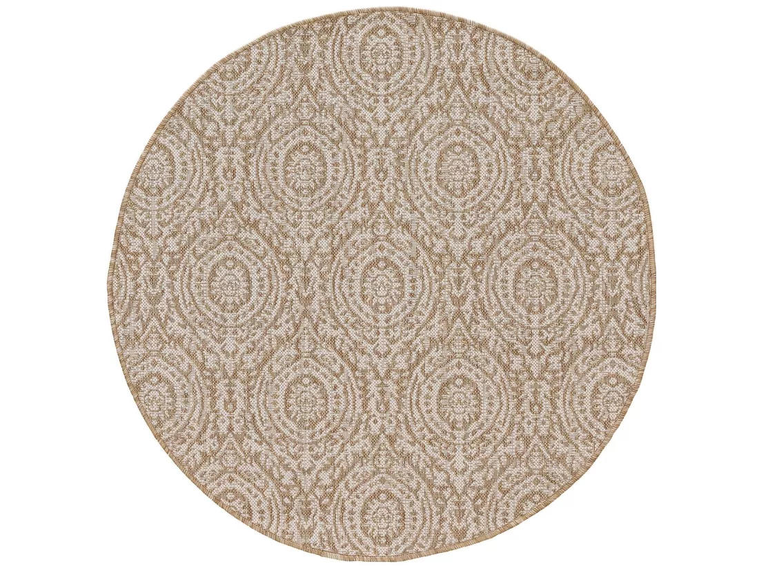 Tapis d'extérieur & intérieur rond Cleo Crème/Beige ø 120 cm rond