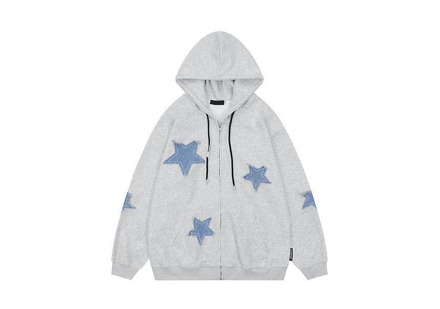 Bolgivy - Fleecegevoerde hoodie met sterrenapplicatie en rits