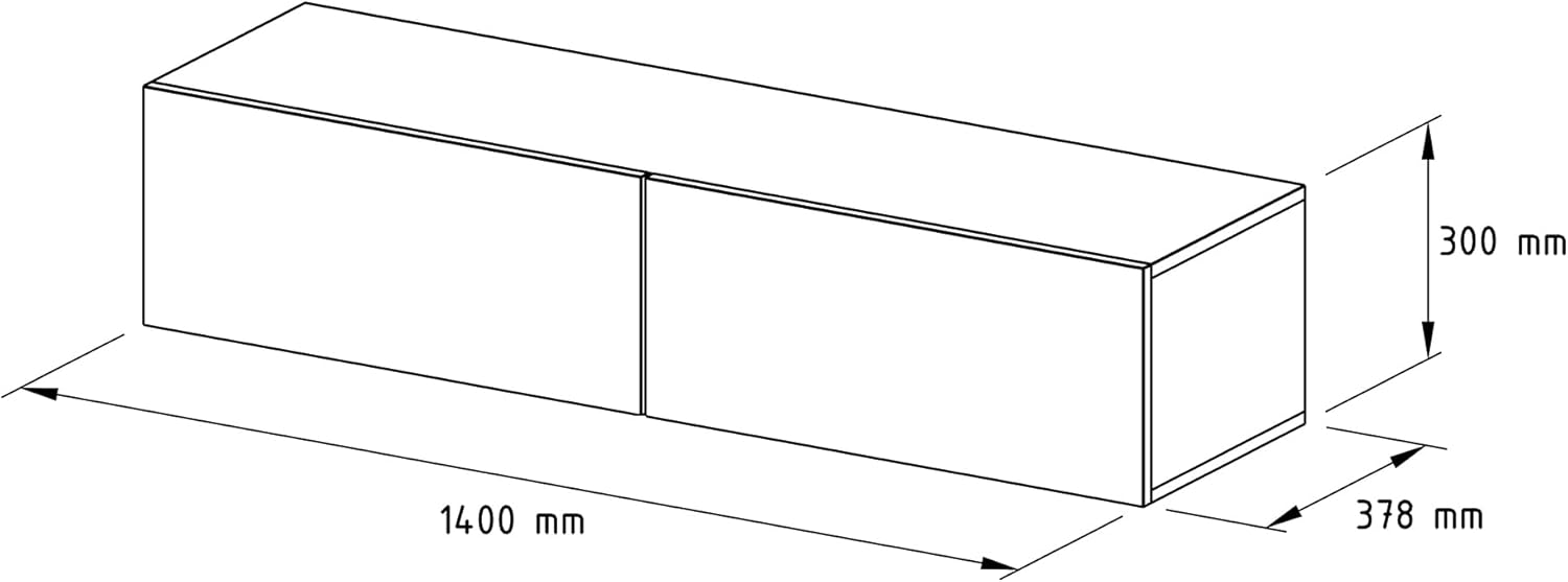 Planetmöbel Flur Möbel Garderobe Hängeschrank 1x 140 cm Gold Eiche, Kompaktgarderobe mit Klappe als Stauraum, Wandgarderobe hängend oder stehend, 37,8T x 140B x 32,5H cm