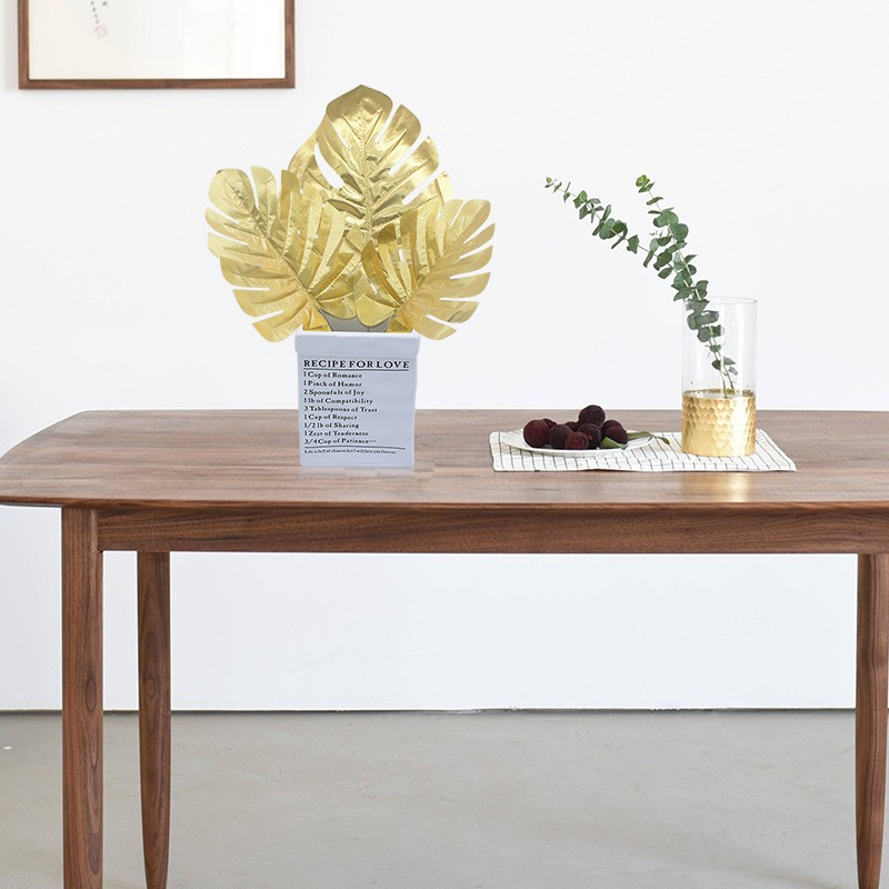 (12er Set) 38cm Deko Kunstblätter Palmenblätter Monstera Kunstpflanzen Blätter für Kranz / Girlande / Blumenstrauss - Gold
