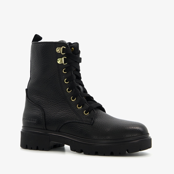 Braqeez leren meisjes veterboots zwart