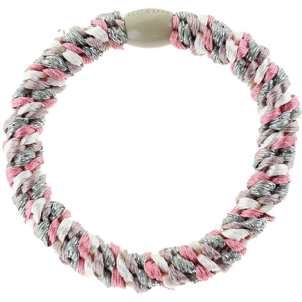 Køb Bow's by Stær Flettet Hårelastik - Multi Grå/Hvid/Rosa Glitter 6-Pak