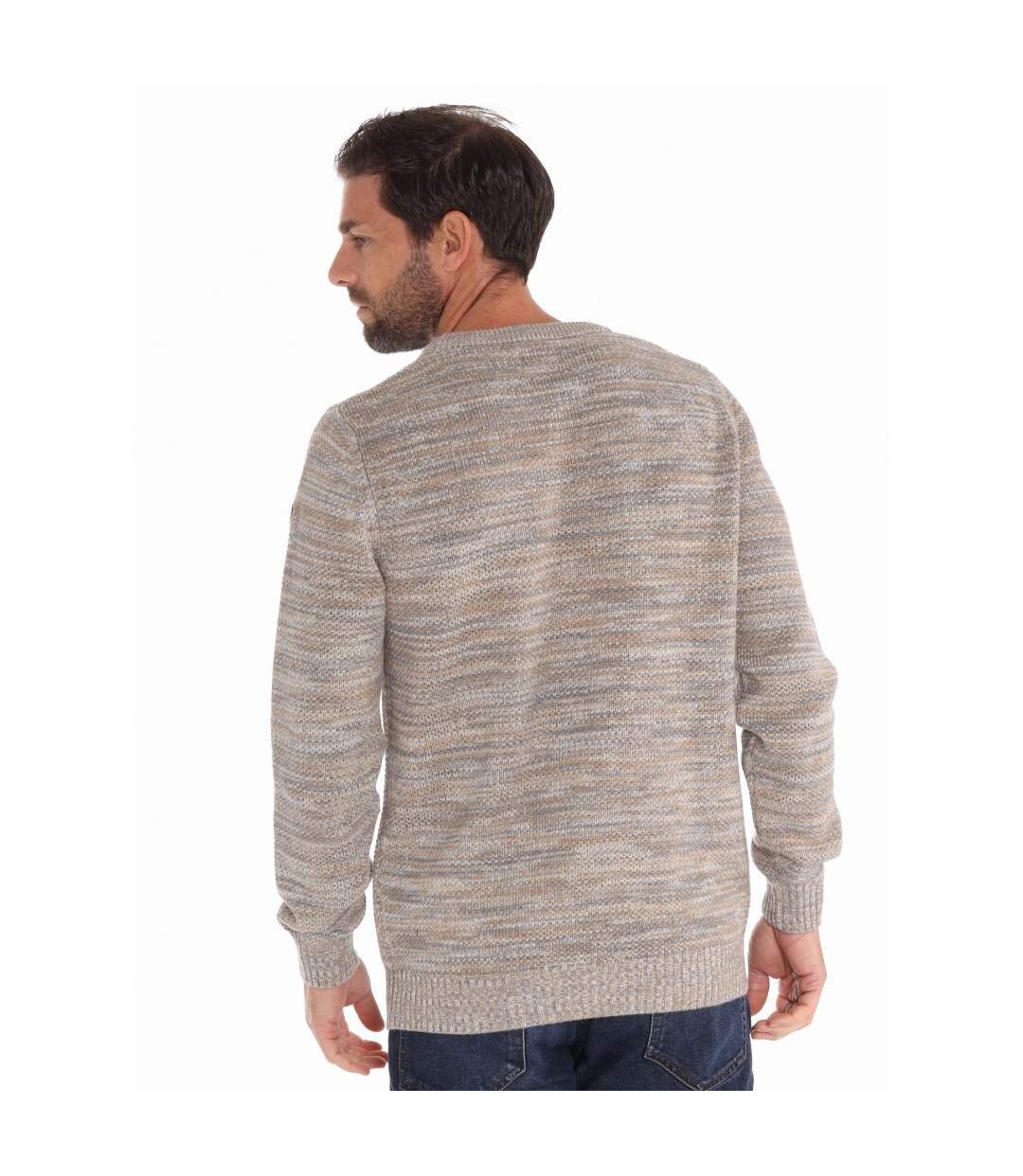 Pull col rond multicolore