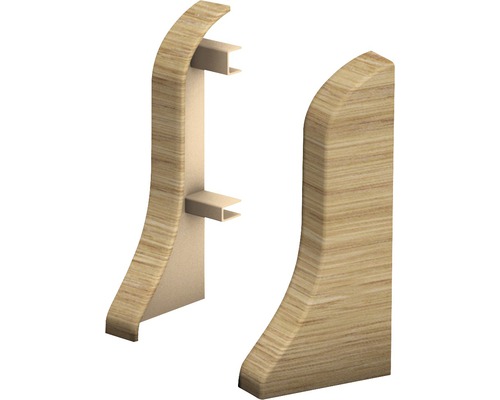Eindstukken voor plint, geschuimd, rustiek eiken (1x links, 1x rechts)
