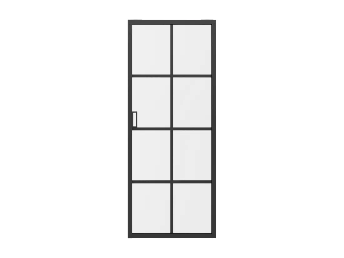Porte coulissante avec système à galandage en aluminium et verre trempé - H205 x L93 cm - WILDEN II