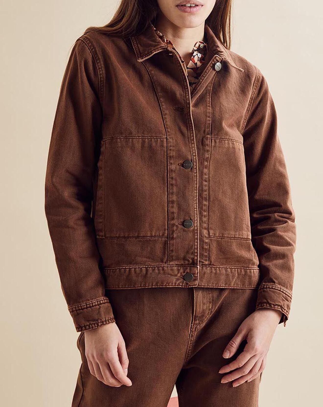 Chloé Stora Veste en jean Up marron