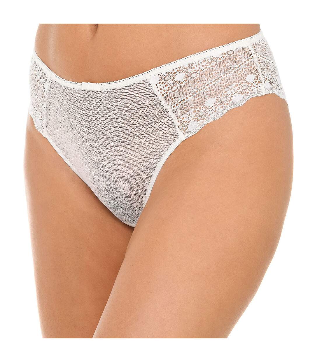 Women's transparent effect panties with lace fabric D09V7