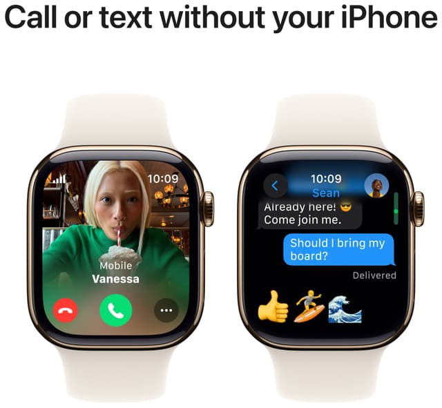 Apple Watch S10 46mm GPS+Cel (Gold Titanium/Starlight sportsrem) S/M