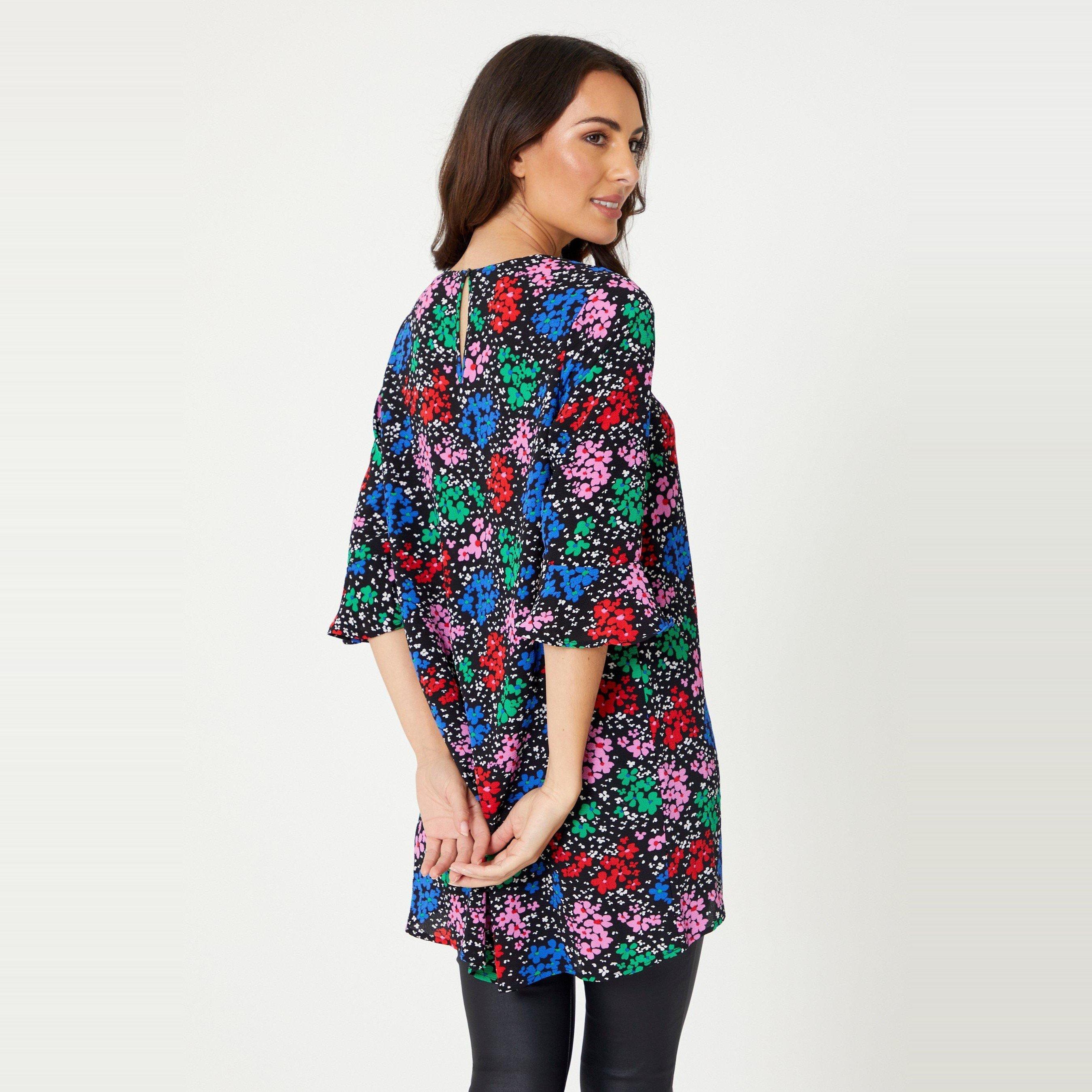 Be You Ladies Floral Frill Sleeve Tunic