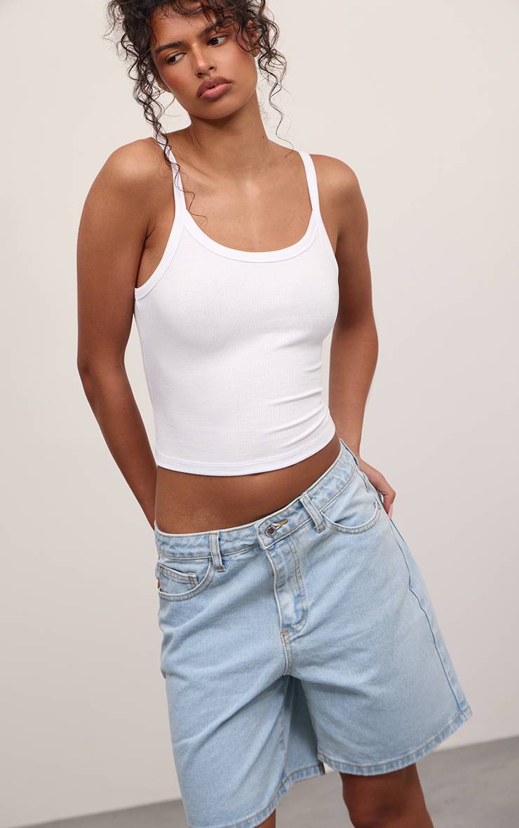 Bleu Clair Short En Jean Taille Basse