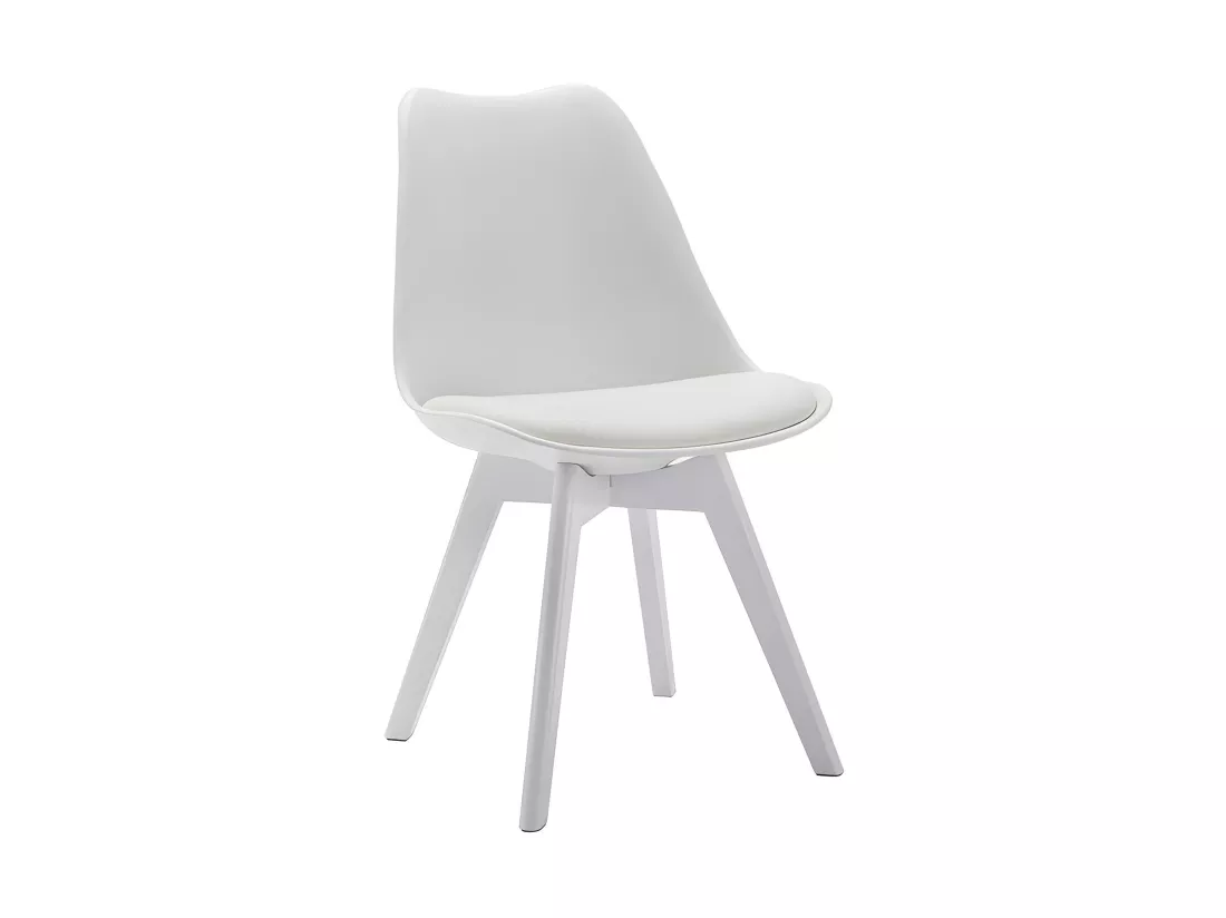 Lot de 2 chaises JODY - Polypropylène et Hêtre - Blanc pieds Blanc
