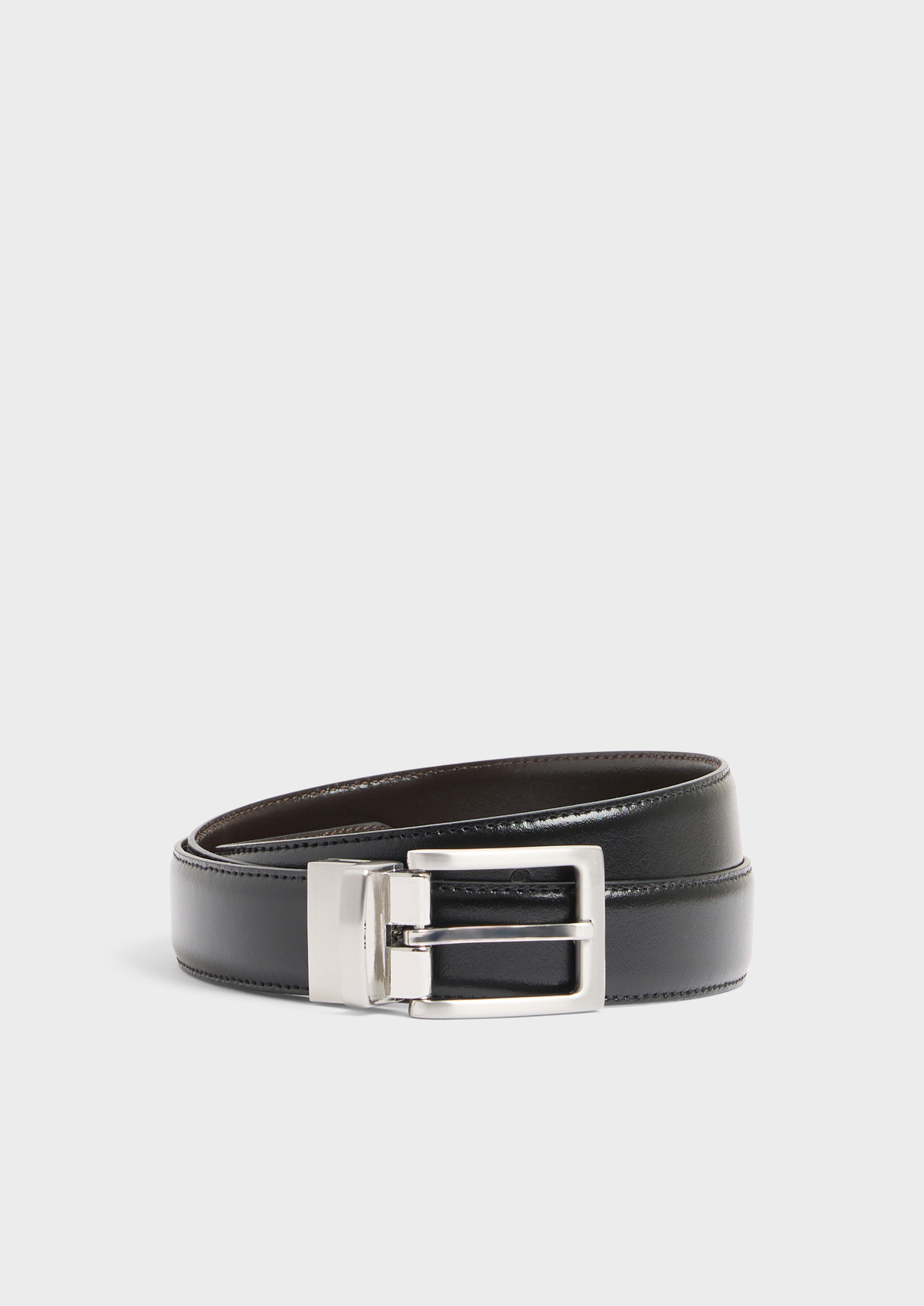 Ceinture ajustable et réversible en cuir noir