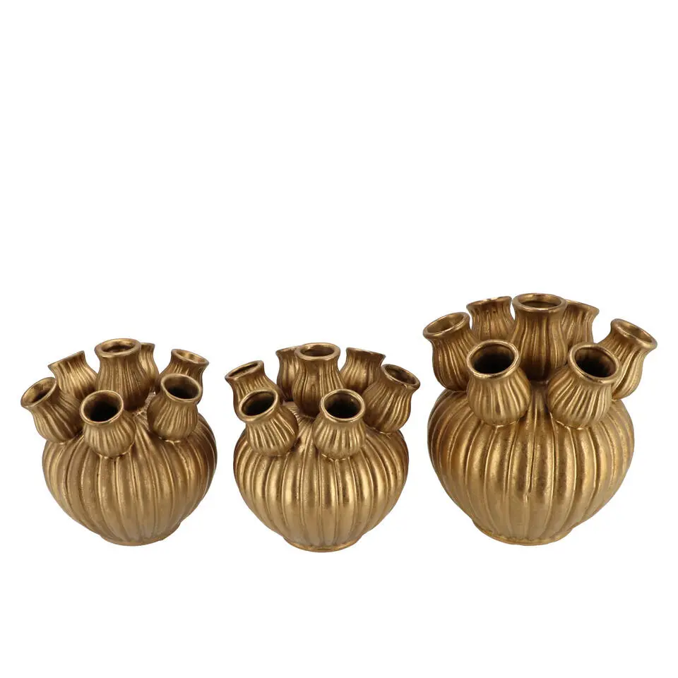DK Design vaas Amsterdam - tulpenvaas middel - goud - D18 x H17 cm