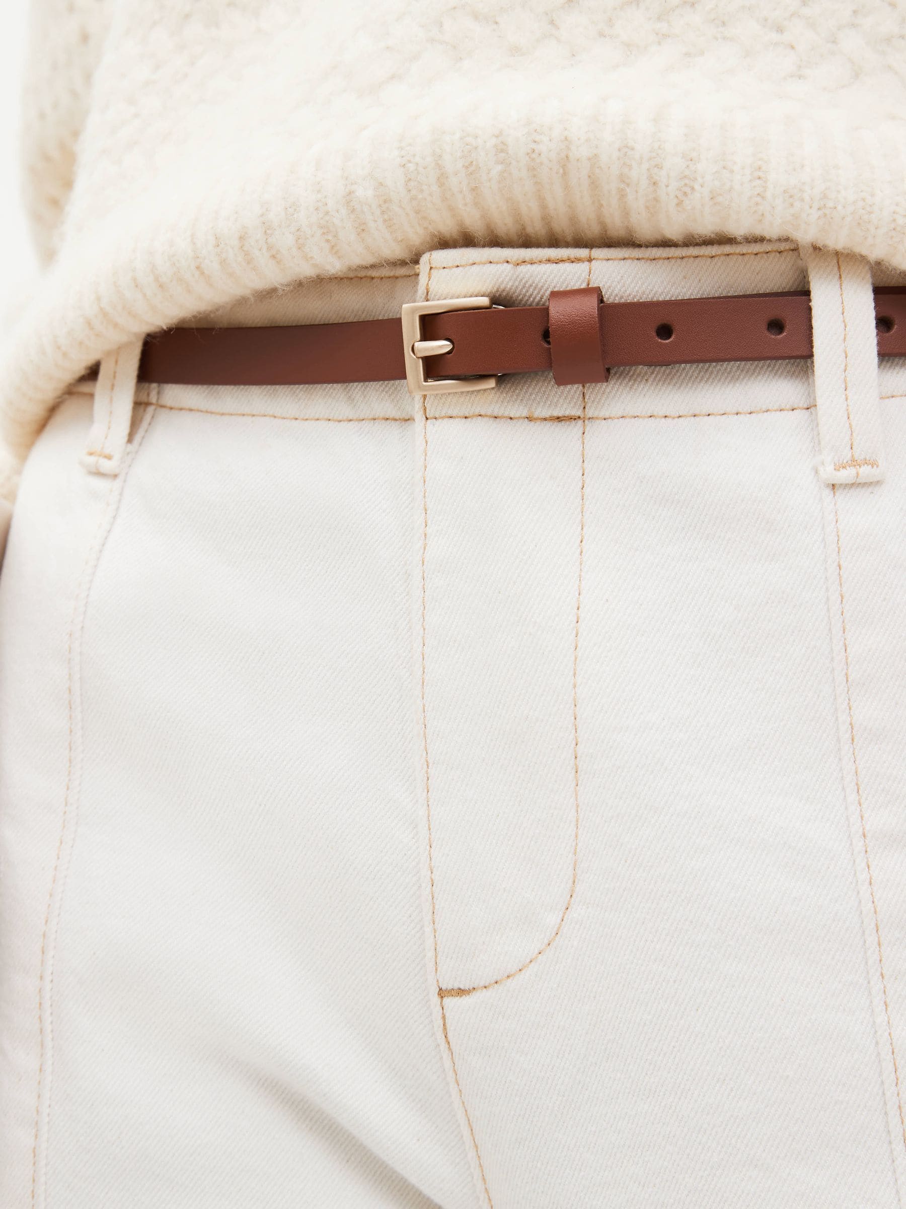 Lichtbruin - Smalle leren riem
