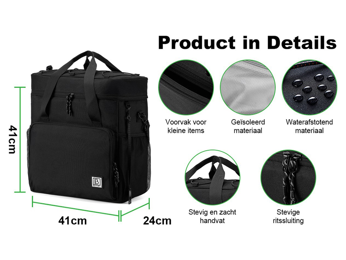 Brisby 4-laags geïsoleerde 40 liter koeltas - Black