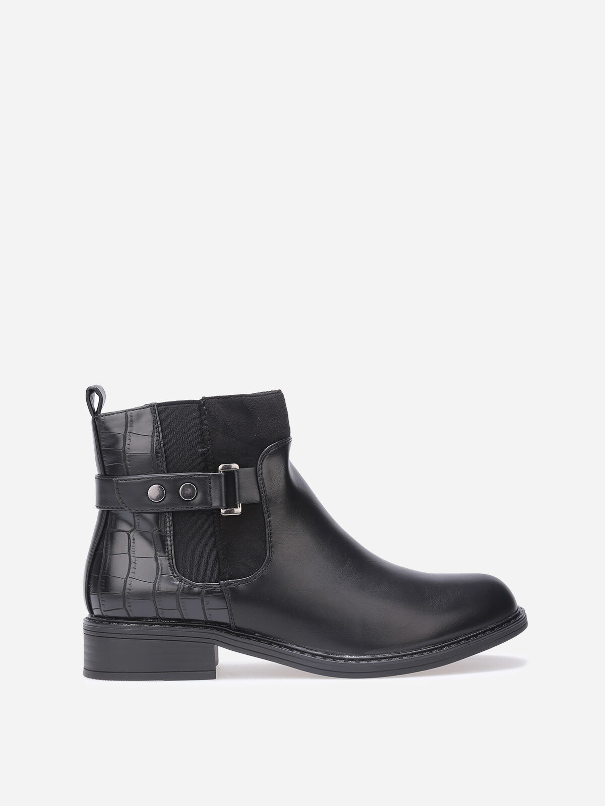 Chelsea multi-matières à boucle métallique- Noir