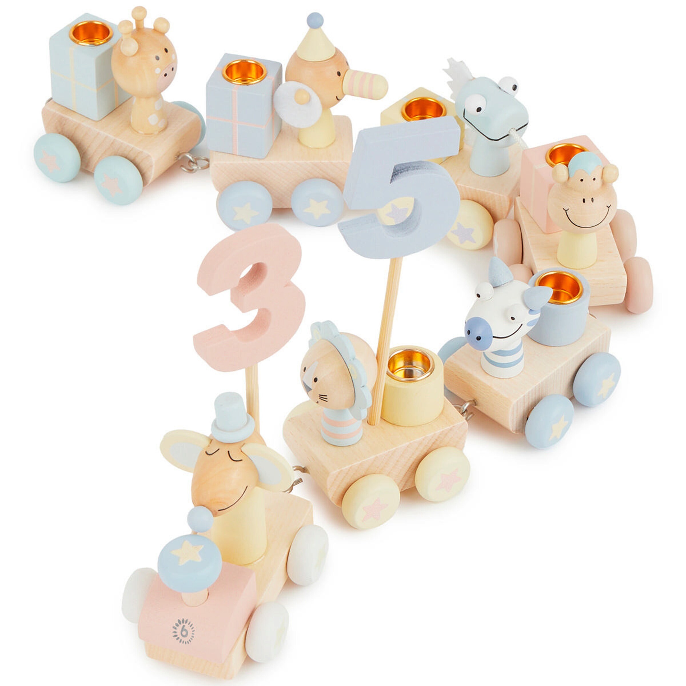 Bieco Geburtstagszug Holz Scandi-Chic Candy 0-99 Jahre Candy