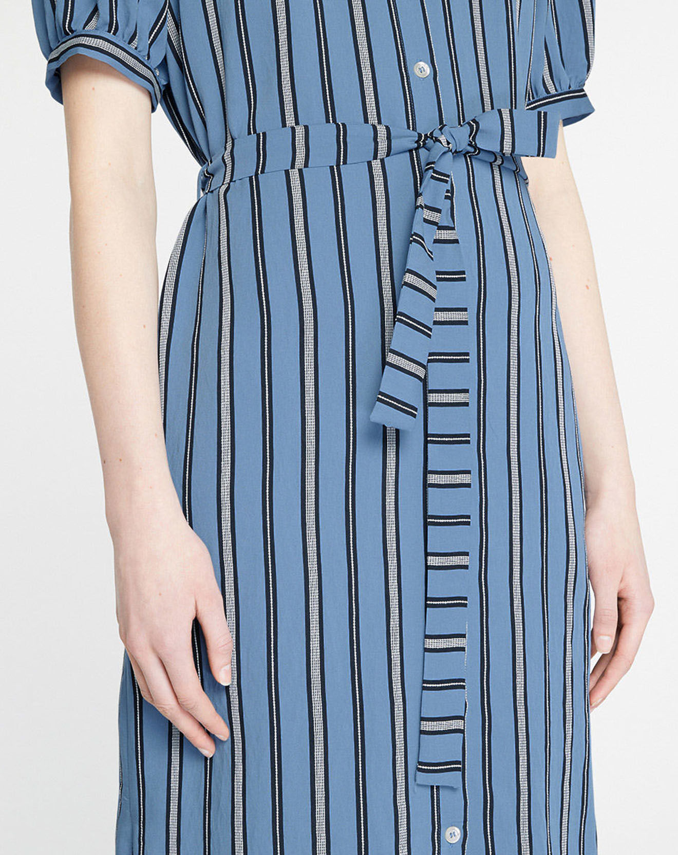 Galeries Lafayette Robe longue chemise Laurier à rayures bleu