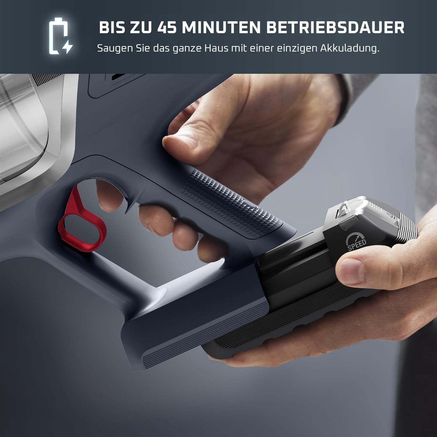 Rowenta X-Pert 6.60 Akkustaubsauger, 100 W Leistung, 45 Min Laufzeit, kabellos & beutellos, LED-Bürstenkopf, herausnehmbarer Akku, 0,55 l Behälter, inkl. Fugendüse und Wandhalterung, grau, RH6836EO