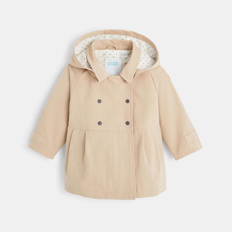 Manteau toile déperlante à capuche beige bébé fille Beige