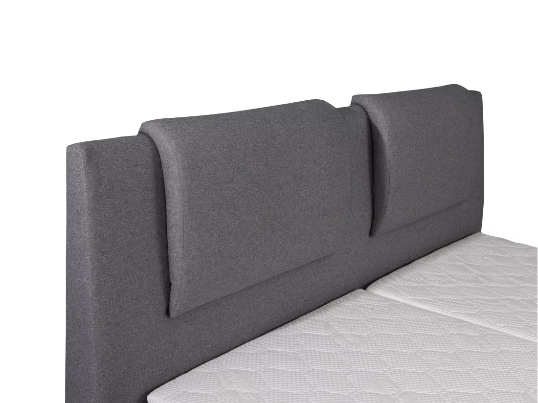 Ensemble complet boxspring tête de lit + sommiers relaxation électrique + matelas + surmatelas - 2 x 80 x 200 cm - Tissu - Gris clair - CASTEL II de PALACIO