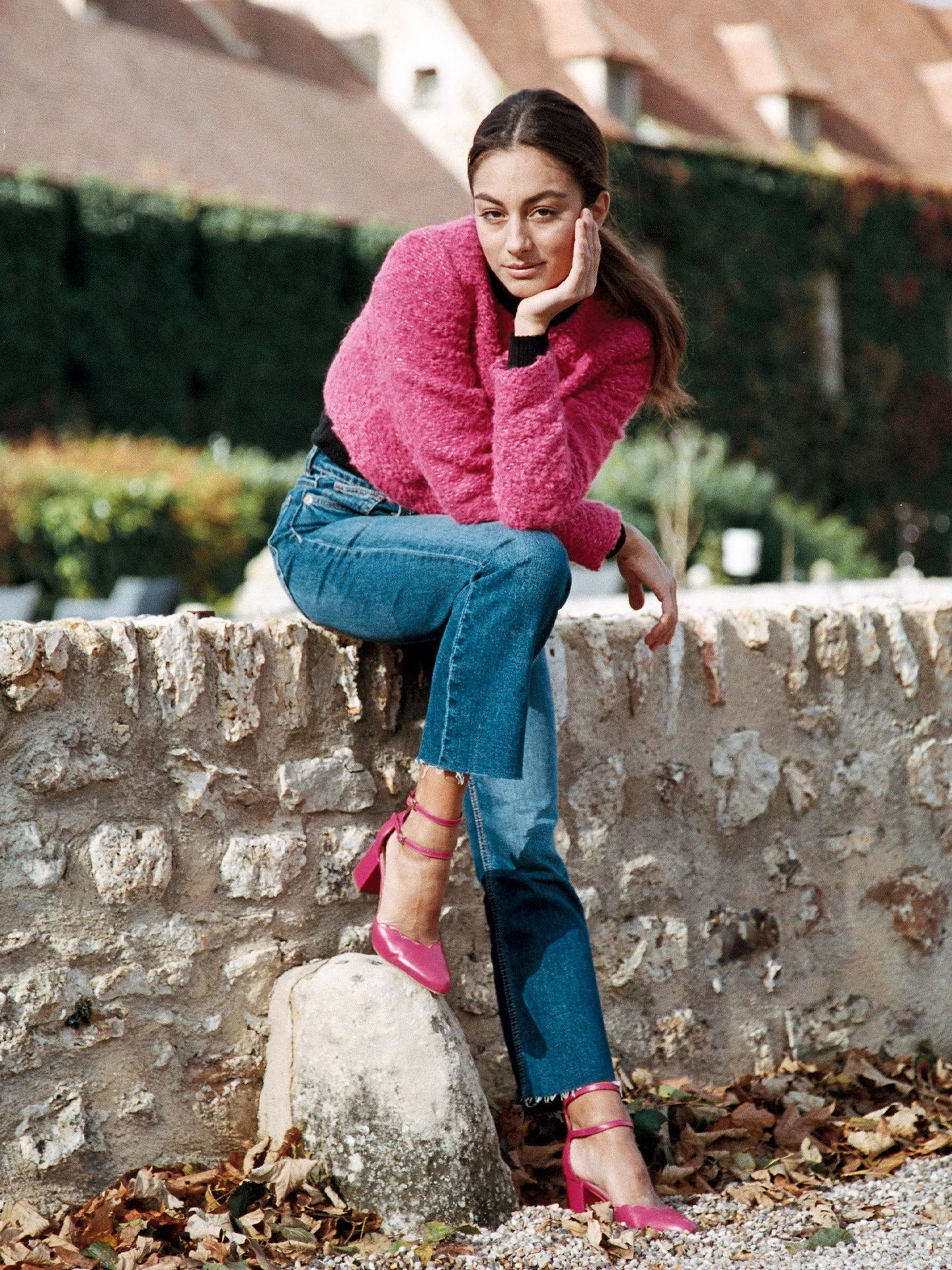 FLAVIE RIMMEL - Babies à talon en cuir nappa | Rose