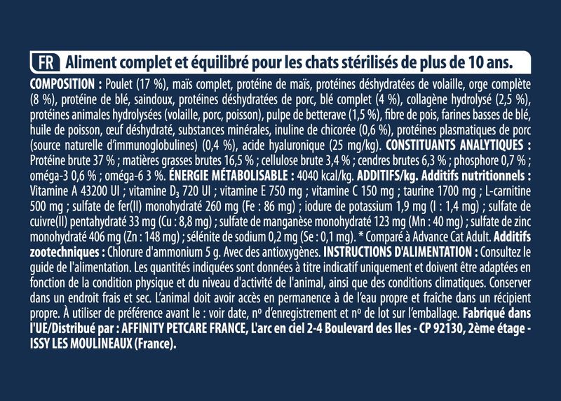Affinity Advance Sterilized Senior +10 poulet