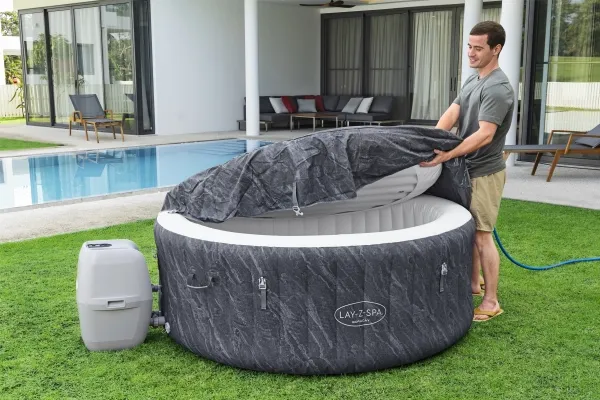 Bestway Lay-Z-Spa 60175, 669 L, 4 person(er), Rund, Boble/Jet massage, Grå, Hvid, 40 °C
