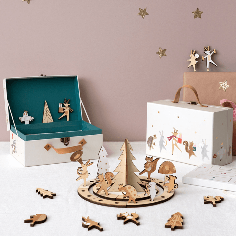 Meri Meri Adventskalender med Dyreparade i tre