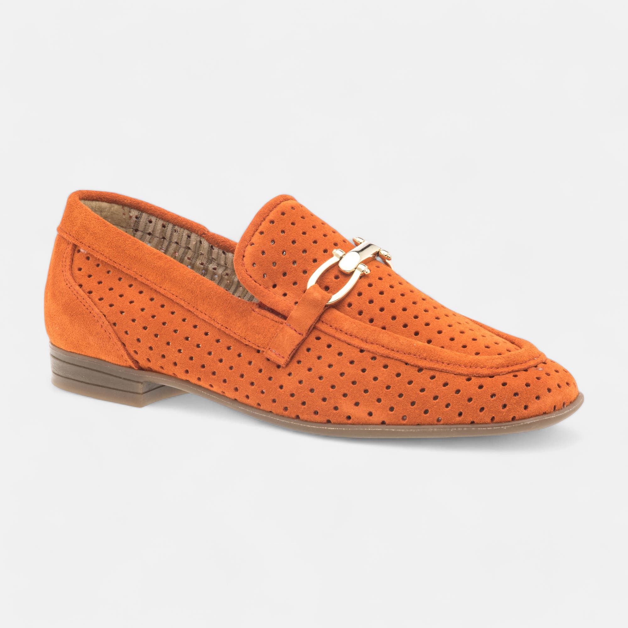 Mocassins Femme en cuir orange