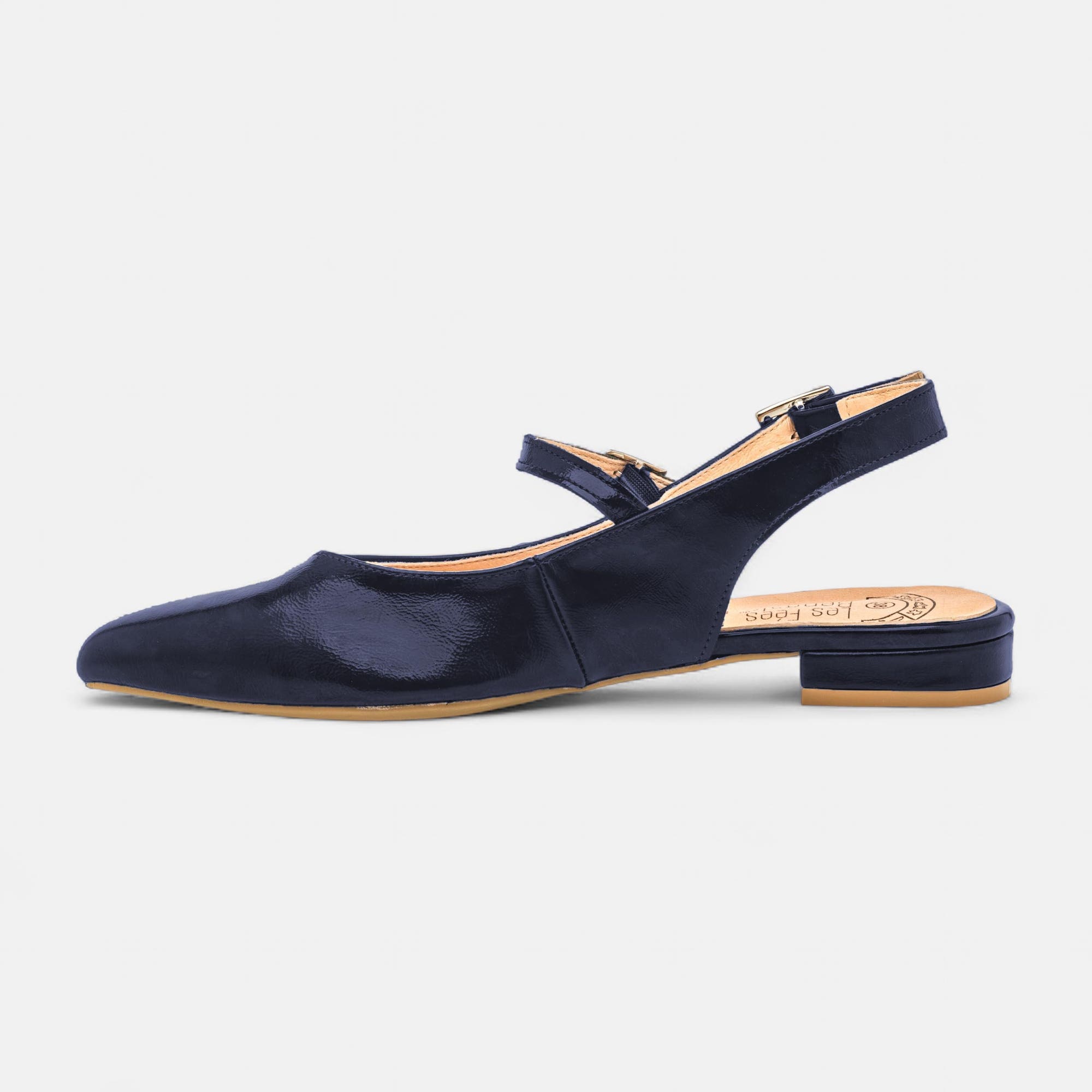 Escarpins avec bride arrière Femme en cuir bleu marine