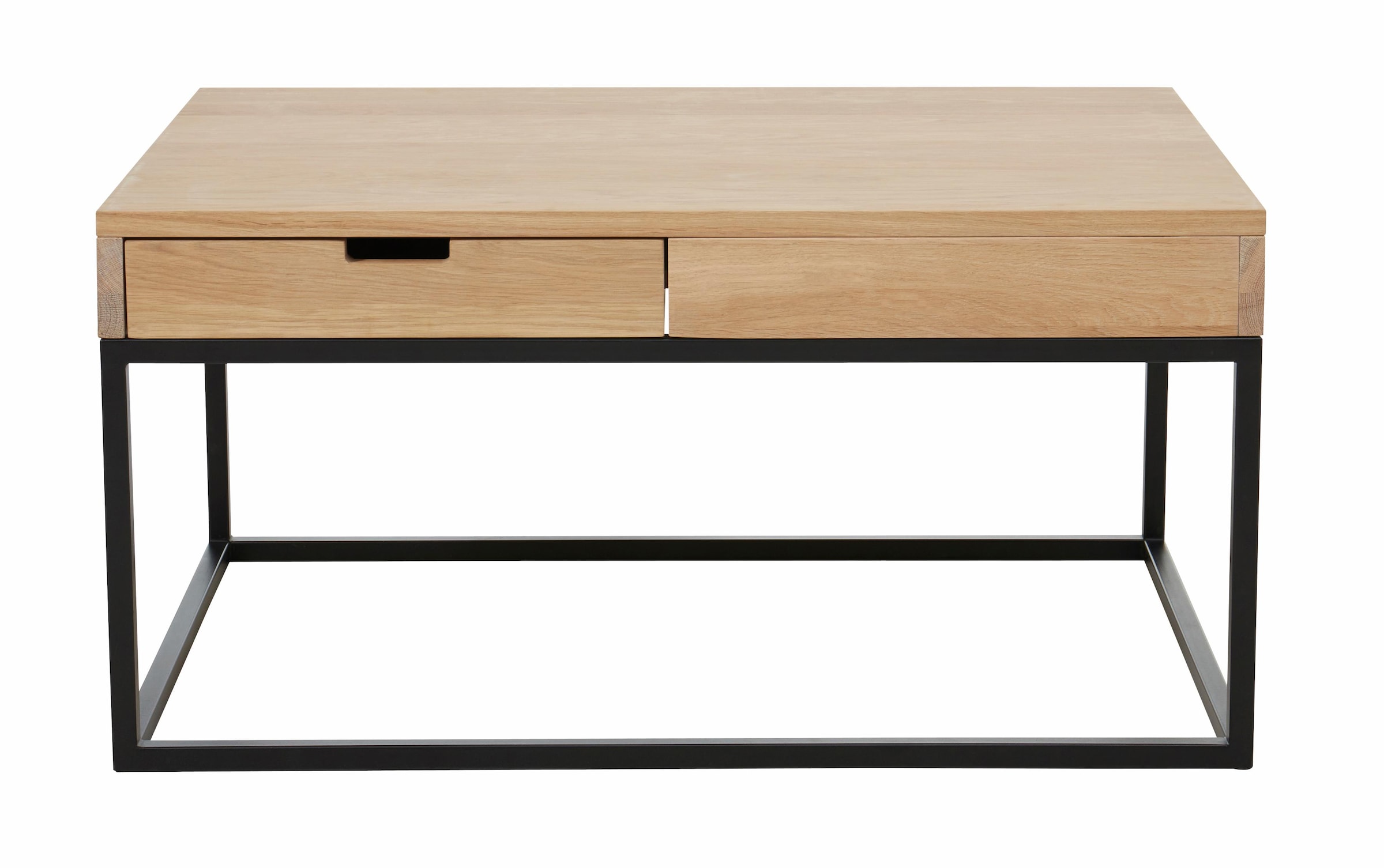 Home affaire Couchtisch »Rava« B/T/H: 90/60/45 cm,  aus Eichenholz, FSC® zertifiziert, mit 2 Schubladen, Metallgestell