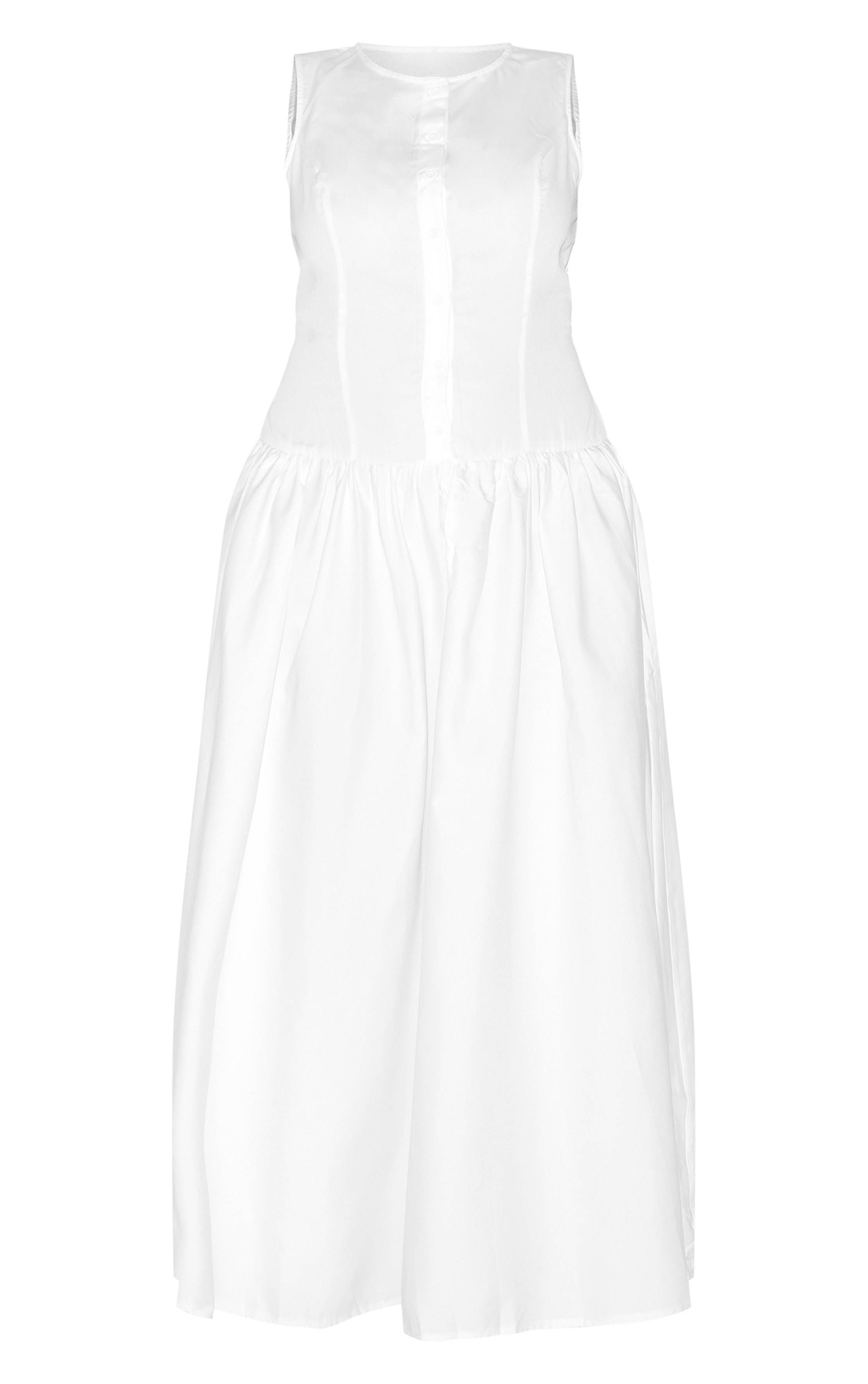 Blanc Robe Maxi Grande Taille À Taille Basse Boutonnée