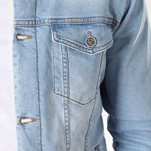 Veste Jean A Col Mouton 5000 Bleu Wash