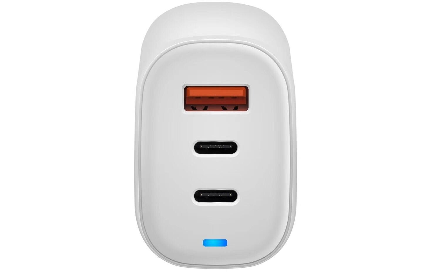 USB-Wandladegerät GaN 65W inkl. Reiseadapter (UK+USA)Schnellladefähiges Ladegerät mit USB-C und USB-A Ports