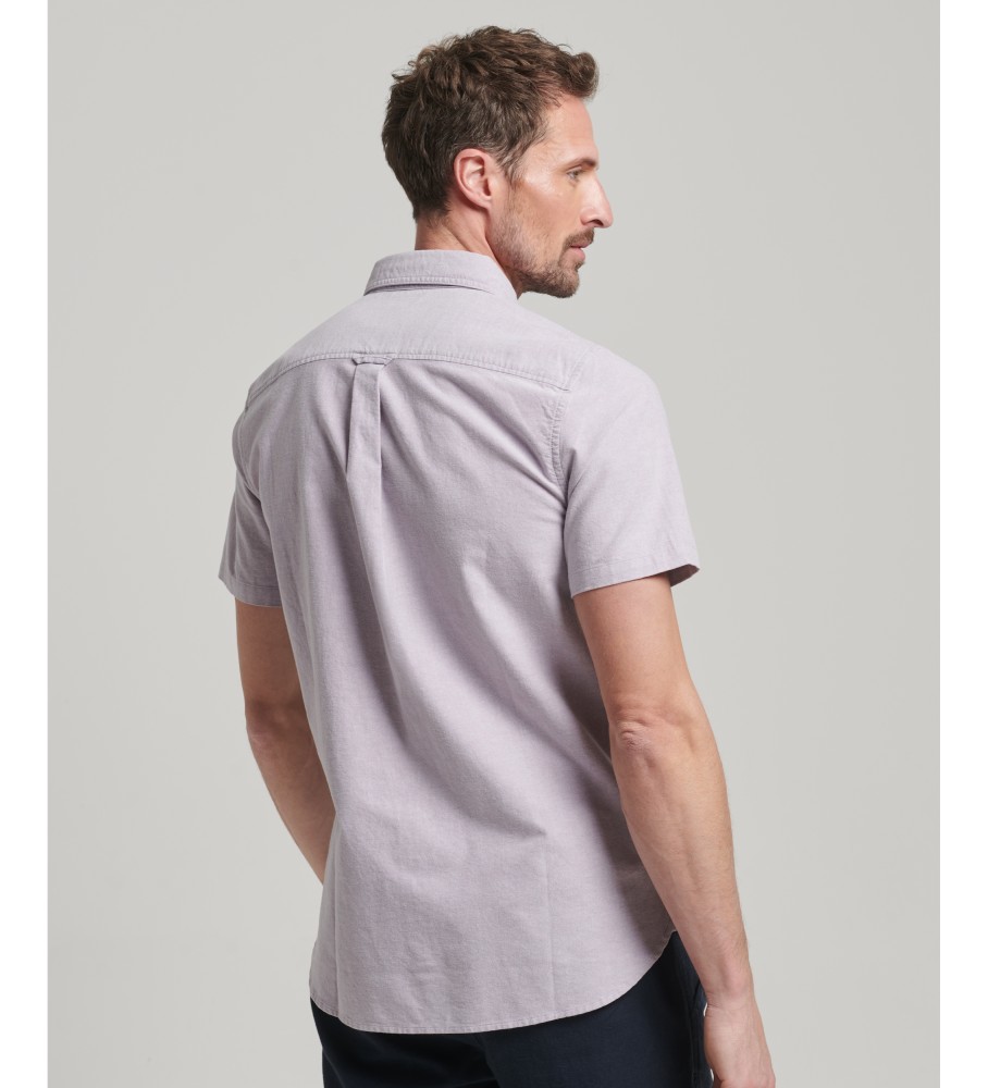 Camisa Oxford de manga curta rosa claro da Superdry
