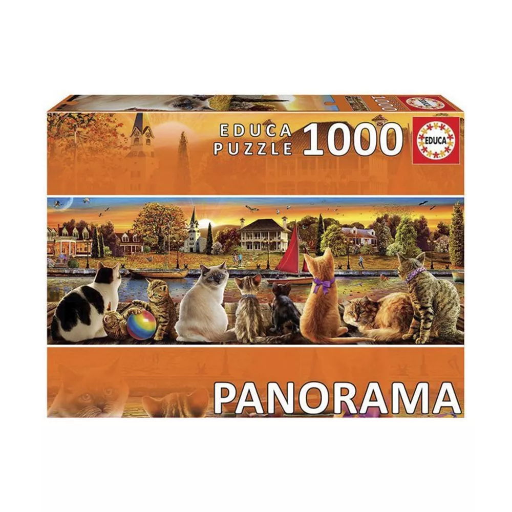 Educa Panorama Puzzle 1000 Teile Katzen am Quai