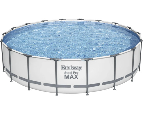 Bovengronds zwembadframe zwembadset Bestway Steel Pro MAX™ rond Ø 549x122 cm incl. patroonfiltersysteem & ladder grijs