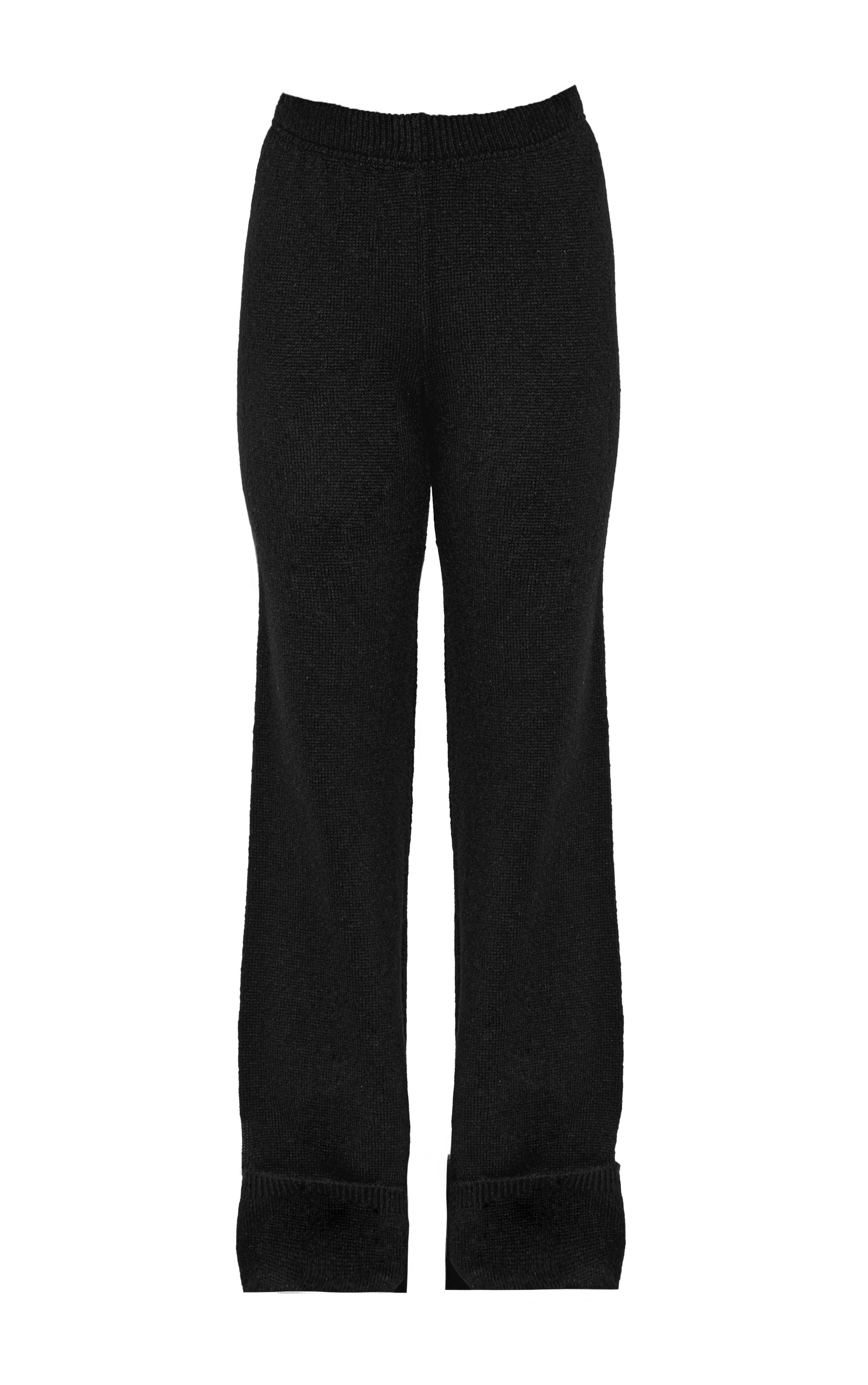 Noir Pantalon En Maille À Ourlet Retroussé