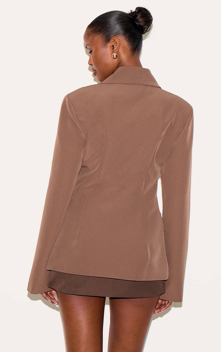 Champignon Blazer Noir À Taille Cintrée Et Col À Revers Pointus