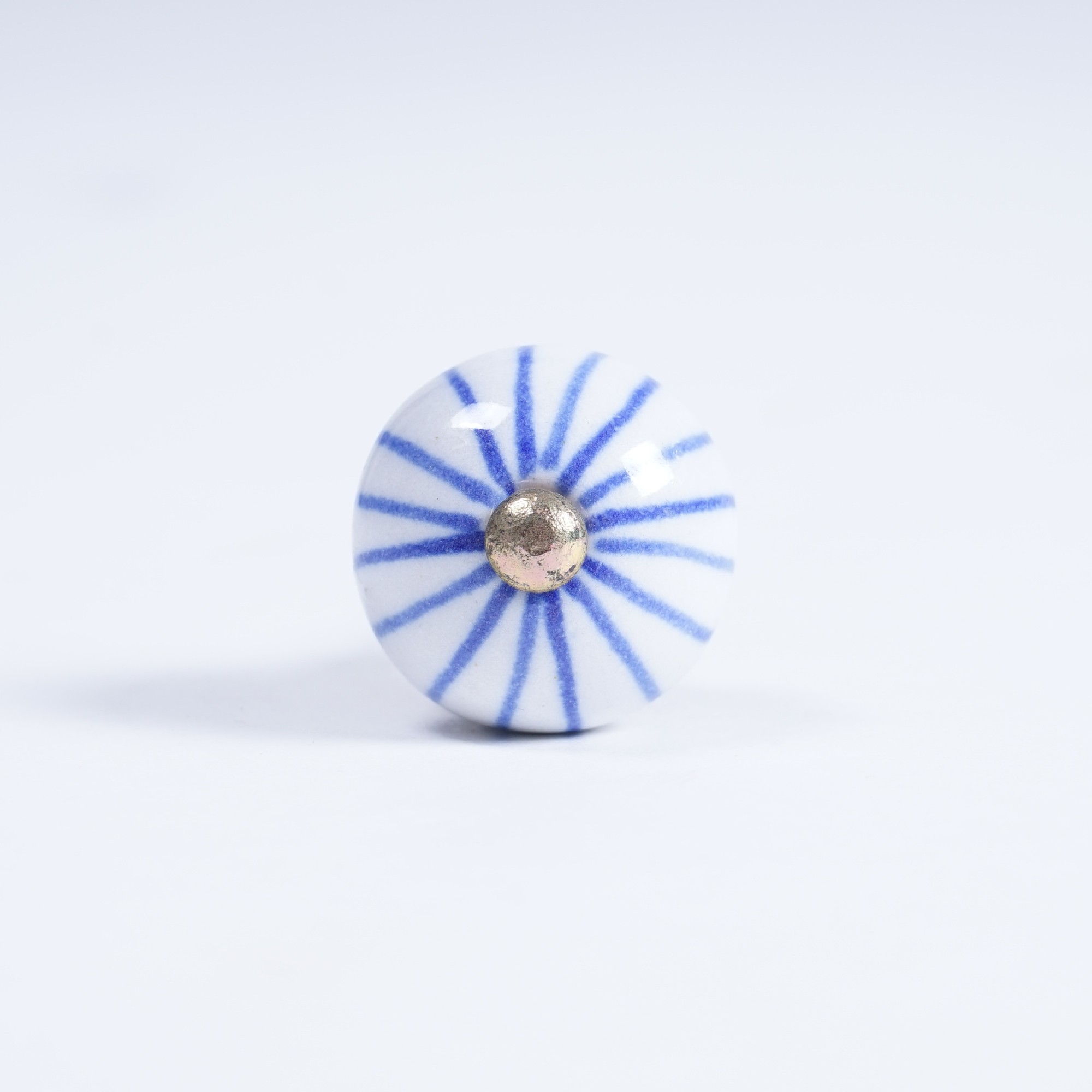 Keramik Möbelknopf rund, handglasiert, blau/weiß, Ø 3 cm günstig bestellen