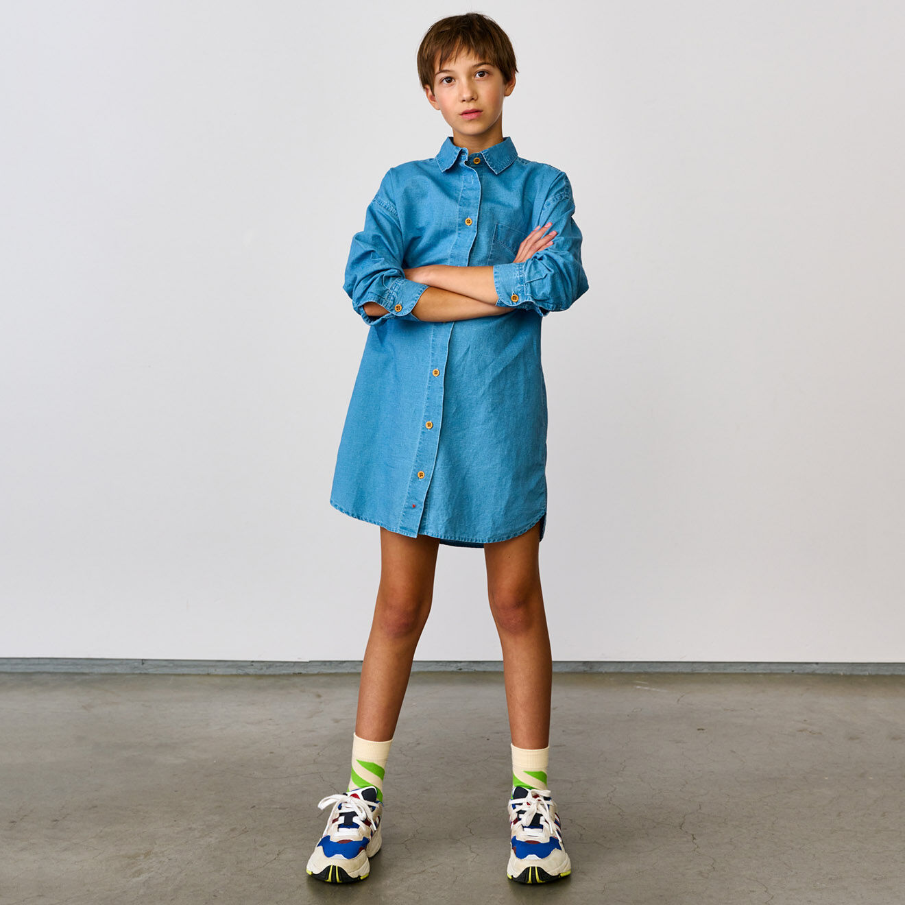 Bellerose Robe jean en Coton & Lin Approx bleu denim