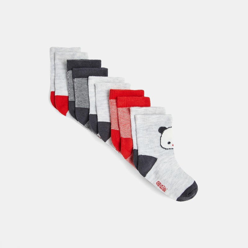 Chaussettes jacquard animaux (lot de 5) rouges bébé garçon Rouge